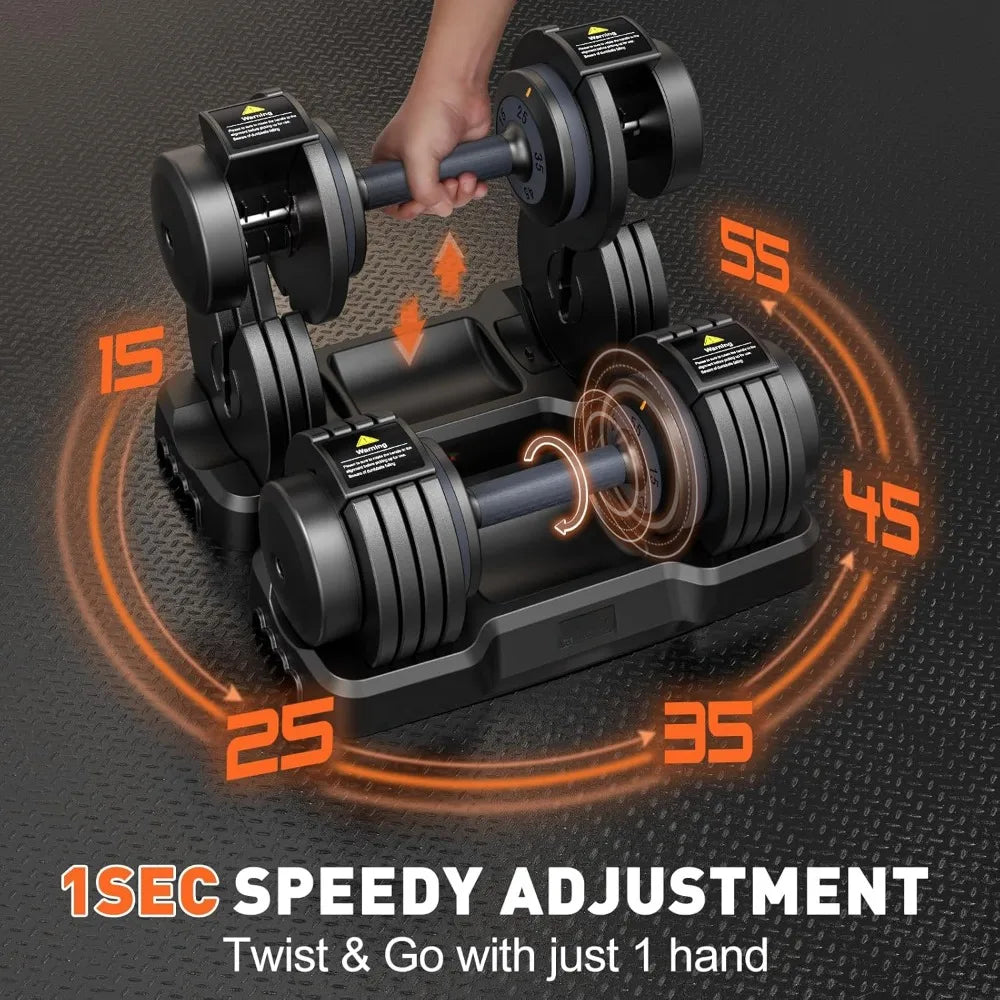 Home Gym Equipment 5 in1 Quickly Adjustable dumbbell set