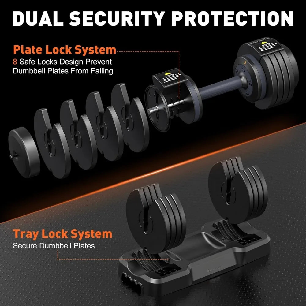 Home Gym Equipment 5 in1 Quickly Adjustable dumbbell set