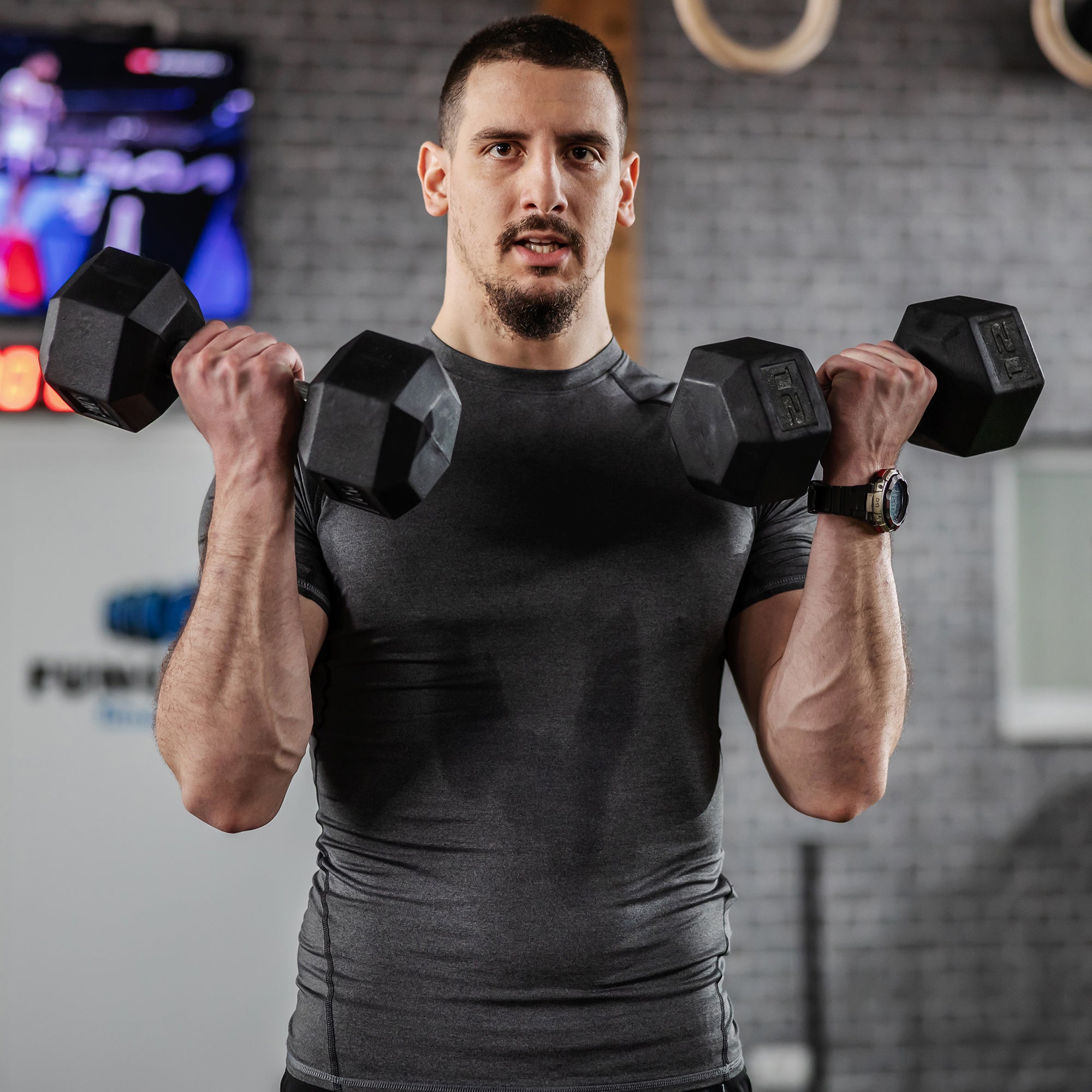 Hex Rubber Dumbbell Set For No Rolling