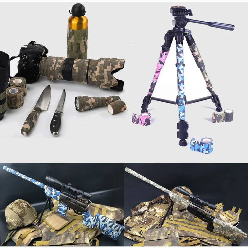 Camouflage Sport Elastic Wrap Tape 2.5cm Gun Hunt