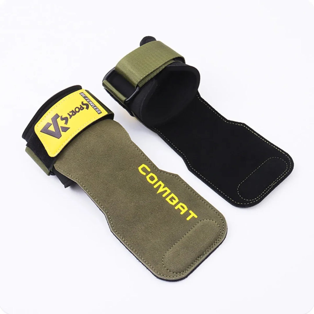 1Pair Pads Professional Cowhide Gym Gloves Grips