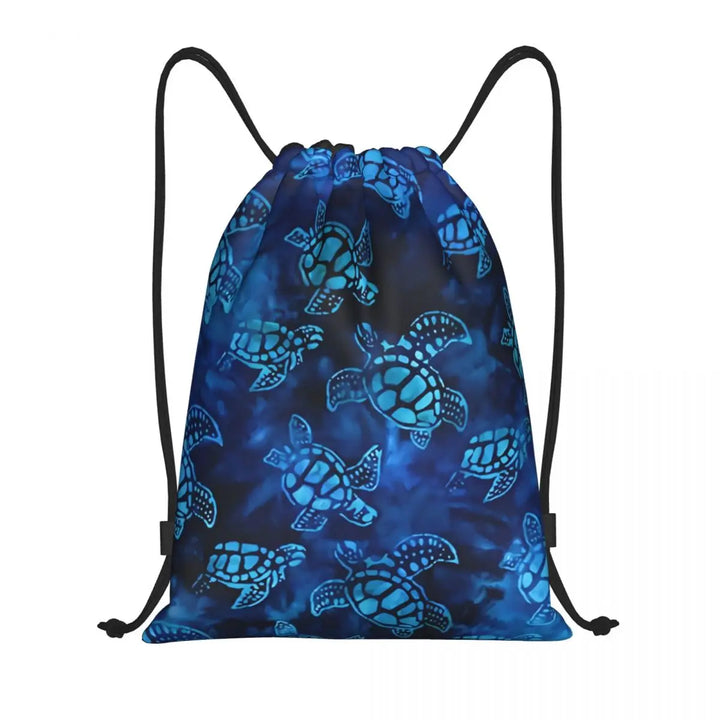 Custom Ocean World Turtles Fish Seahorse Drawstring