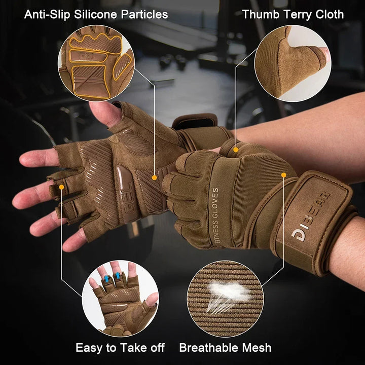 NEW Half Finger Gym Gloves Weightlifting Dumbbell