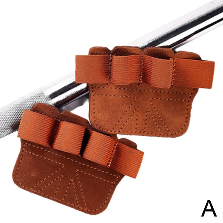 Cowhide Gym Gloves Grips Anti-Skid Weight Power