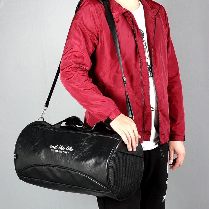 Luxury Soft Leather Men Travel Bag Sport Fitness Gym Bag