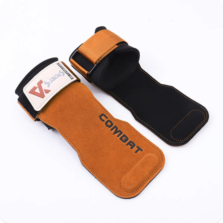 1Pair Pads Professional Cowhide Gym Gloves Grips