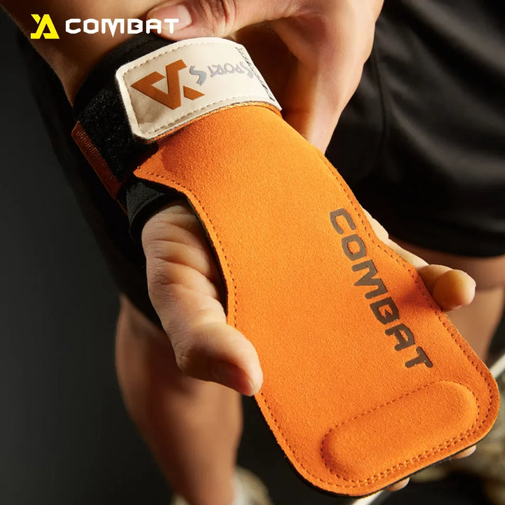 1Pair Pads Professional Cowhide Gym Gloves Grips