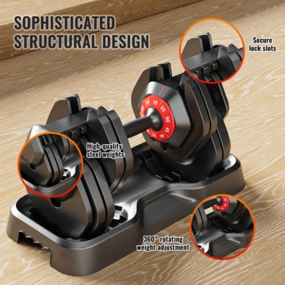 Adjustable Dumbbell Set Black Dumbbell for Home Gym Full Body