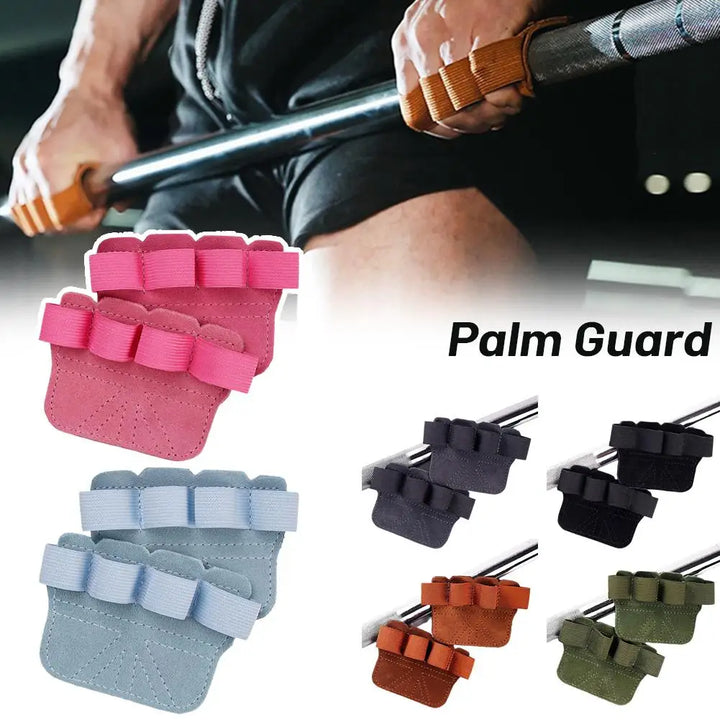 Cowhide Gym Gloves Grips Anti-Skid Weight Power