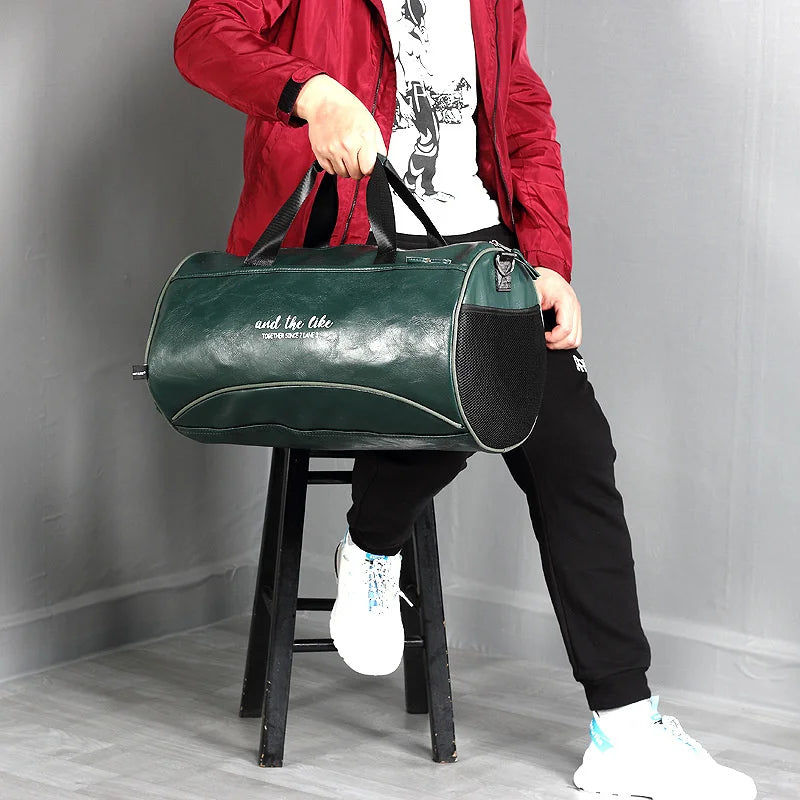 Luxury Soft Leather Men Travel Bag Sport Fitness Gym Bag