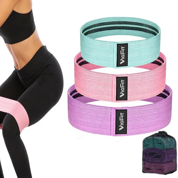 Hip Resistance Bands Set for Legs and Booty Anti-Slip Fabric Stretch