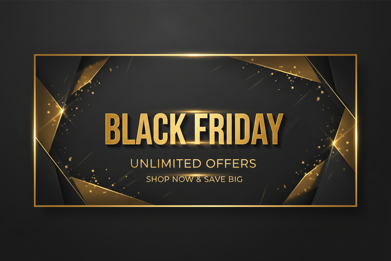 GENERATE ME PROMOTIONAL BANNER FOR BLACK FRIDAY SALE TO GET UNLIMMITED OFFER